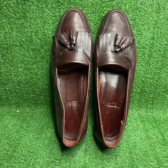Salvatore Ferragamo Dress Shoes Ox blood Red Leather Italian 
